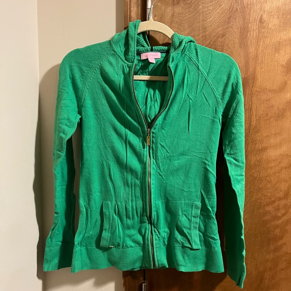 Lilly Pulitzer Green Zip Up Giraffe Sweater